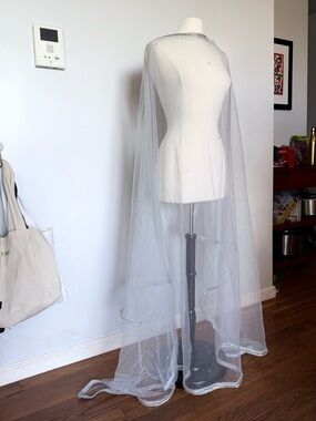 Sheer Silver Sparkle Draped Veil / Sari Drape